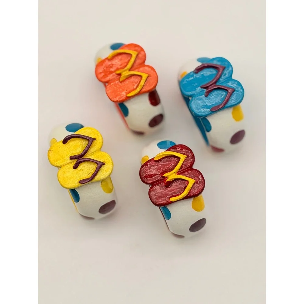 Vintage Style Flip Flop Napkin Rings Set of 4 Polka Dot Beach Summer Decor Multi